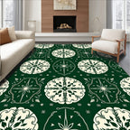 Dark Green Cream Mandala Collection Rug