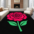 Bold Pink Rose Stem With Leaves Rug