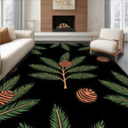Green Fir Branch Orange Orb Rug