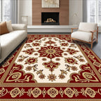 Crimson Gold Ornate Floral Medallion Rug