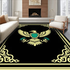 Golden Eagle Crest Black Border Rug