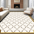 Vintage Cream Geometric Lattice Rug