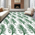 Dark Green Palm Frond Garden Rug