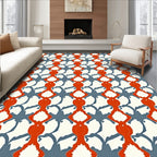 Red Orange Gray Abstract Chain Rug
