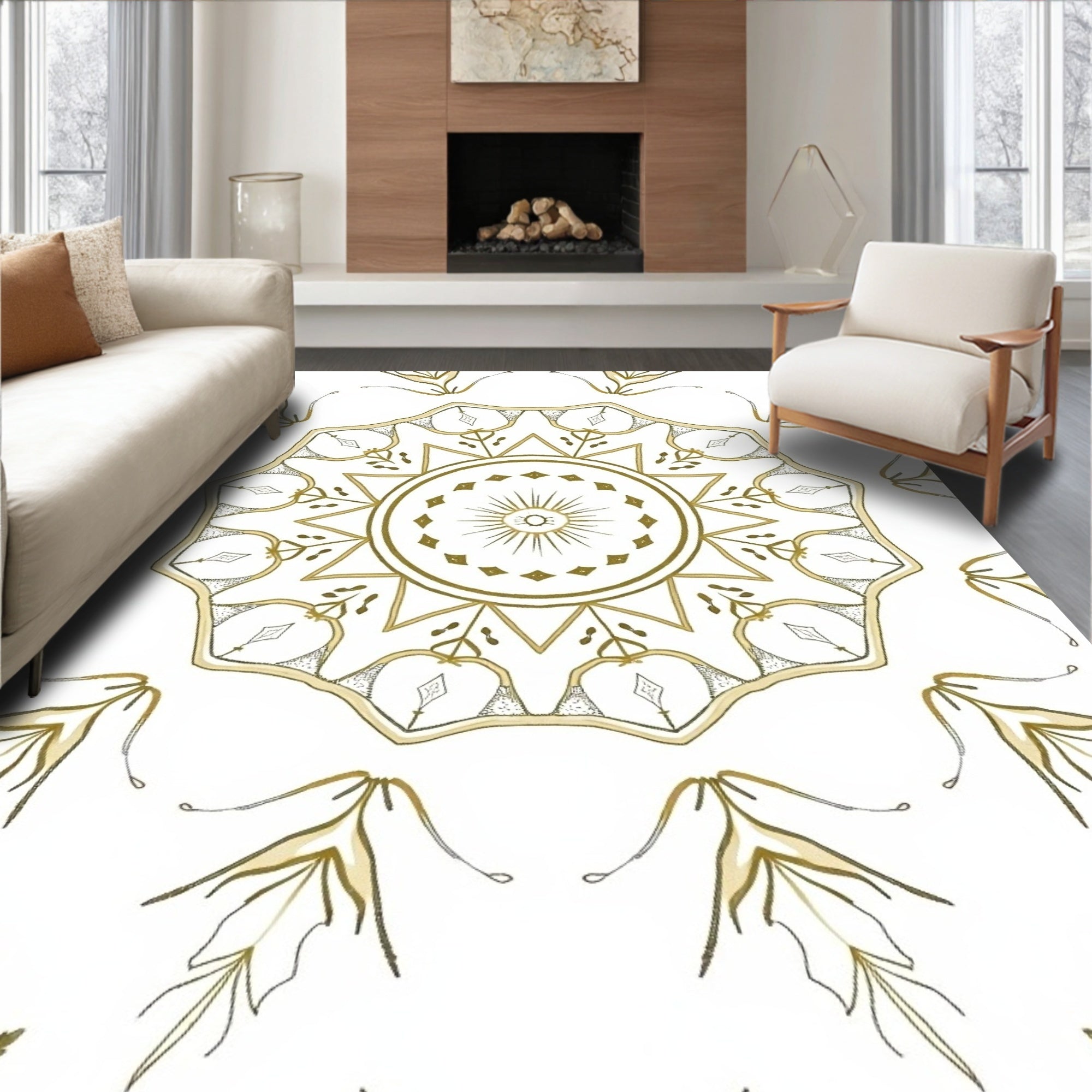Gold Sun Eye Mandala Rug