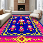 Bold Nutcracker Navy Pink Yellow Frame Rug