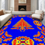 Vibrant Red Christmas Tree Border Rug