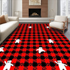 Red Black Gingham Figures Rug
