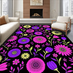 Vivid Violet Pink Yellow Floral Collage Rug