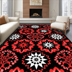Bold Red and White Starburst Medallions Rug