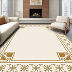 Gold Floral Bordered Cream Rug