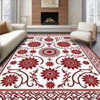 Deep Red Bloom Field Arrangement Rug