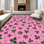 Pink Holly Leaf Snowflake Scatter Rug