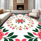 Coral and green floral mandala Rug