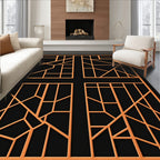 Orange Geometric Deco Lines Rug