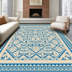 Intricate Blue Geometric Medallion Rug