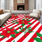 Red Poinsettia Stripes Rug