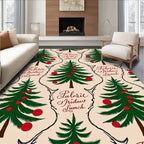 Festive Christmas Tree Red Ornament Rug