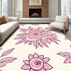Pink Rose Bouquet Line Art Rug