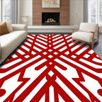 Bold Red Geometric Intersecting Stripe Rug