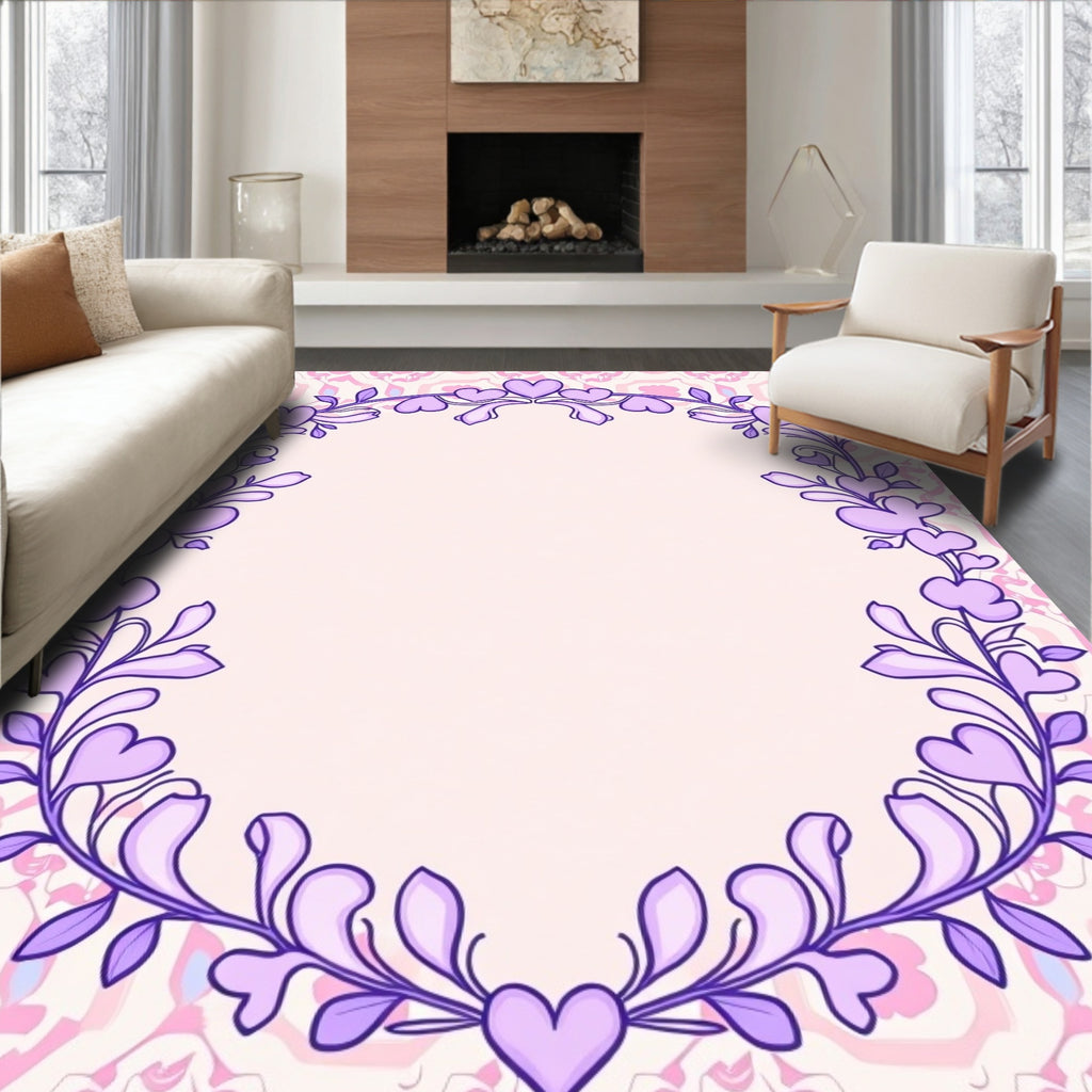 Pastel Heart Vine Garland Rug
