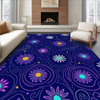 Whimsical Violet Swirl Floral Collage Rug