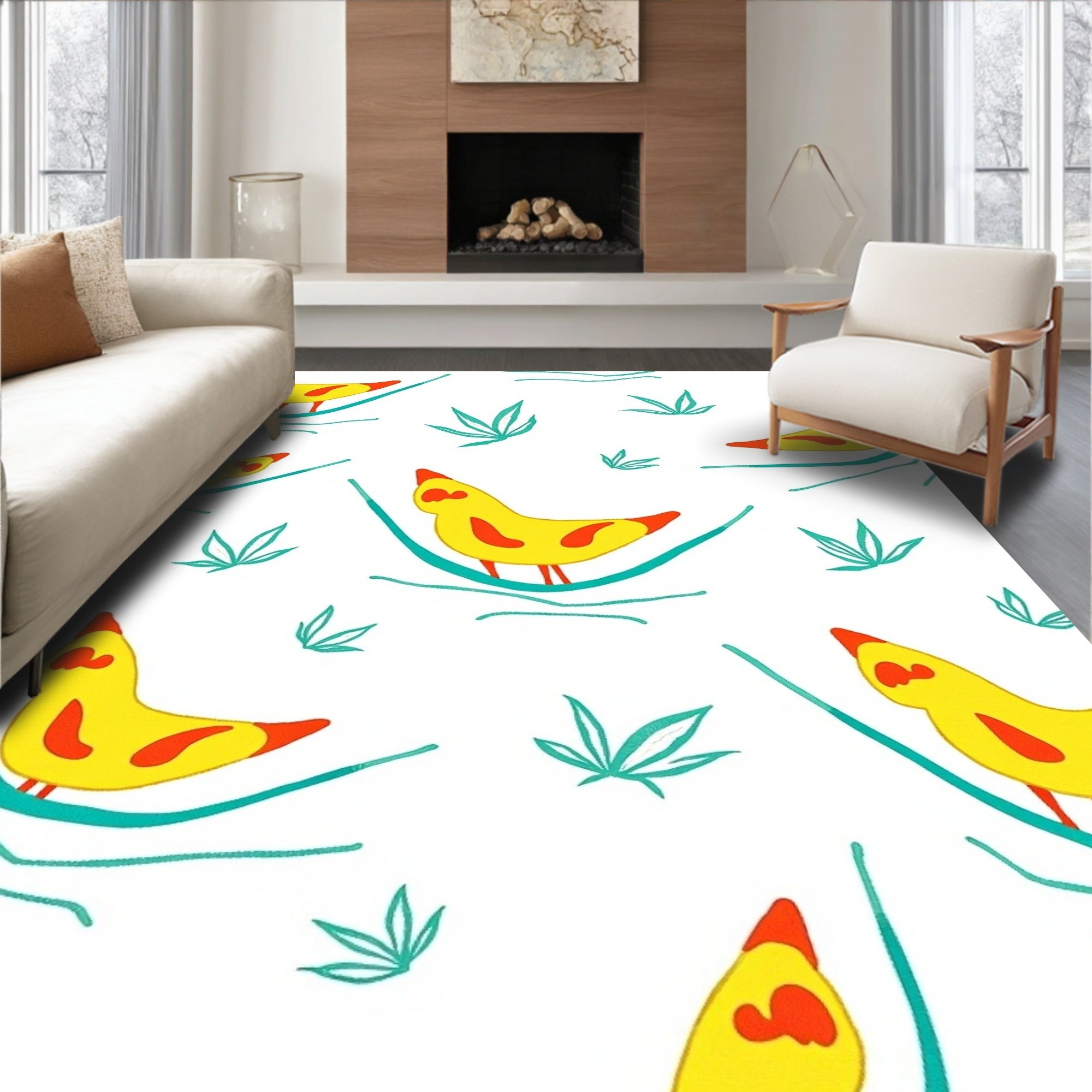 Whimsical Yellow Bird Hammock Rug