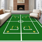 Green Field Geometric Goal Court Rug