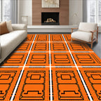 Vibrant Orange Grid Abstract Rectangles Rug