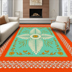 Emerald Floral Medallion Orange Border Rug