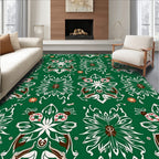 Emerald Green Floral Symmetry Rococo Rug