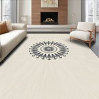 Cream Gray Radial Petal Medallion Rug