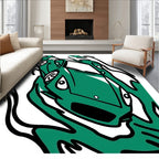 Emerald Green Car Motion Abstract Rug