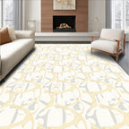 Cream White Organic Intertwined Forms Rug