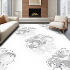 Organic Abstract Gray Swirl Blooms Rug
