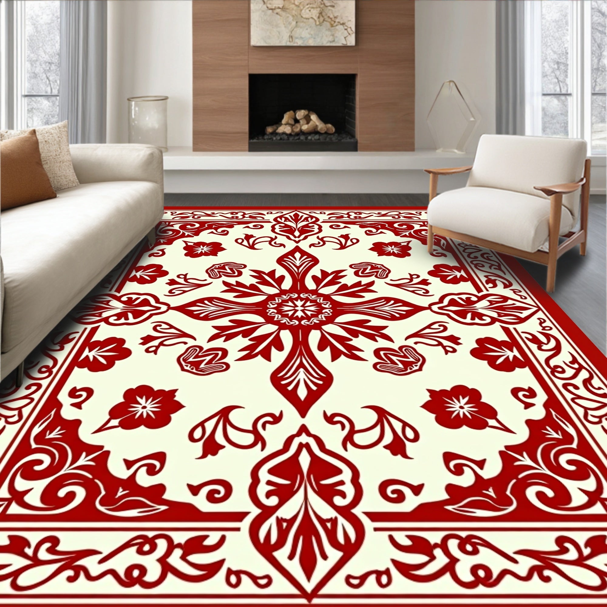 Cardinal Orchid Garden Border Rug