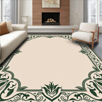 Elegant Green Floral Corner Border Rug