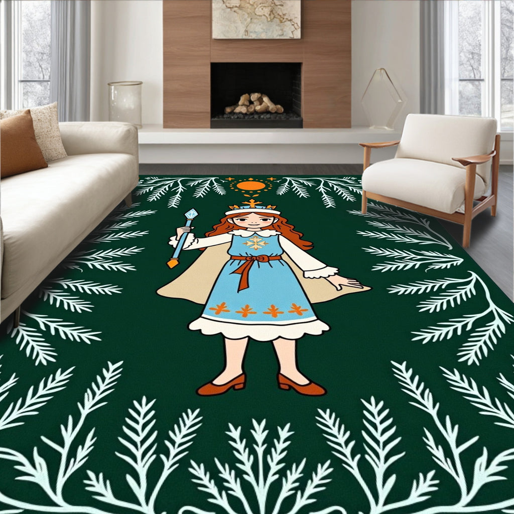 Enchanted Forest Princess Crowned Queen Rug