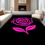 Hot Pink Outline Rose Blossom Rug