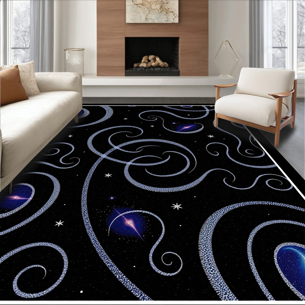 Cosmic Swirl Galaxy Starfield Rug