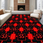 Retro Digital Red Numerals Grid Rug