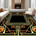 Art Deco Orange Basketball Frame Rug
