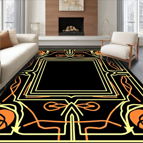 Art Deco Orange Basketball Frame Rug