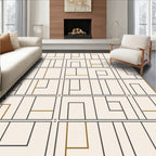 Minimalist Beige Abstract Geometric Rug