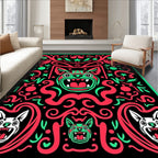 Crimson Aqua Festive Canine Garland Rug