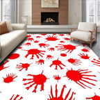 Vibrant Red Splatter Abstract Art Rug