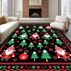 Festive Santa Trees and Ornaments Rug