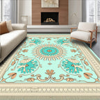 Aqua Coral Floral Mandala Filigree Rug
