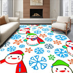 Festive Winter Snowman Snowflake Celebration Rug