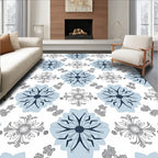 Light Blue Floral Medallion Geometric Rug